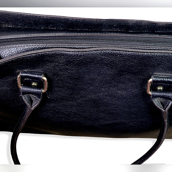 Liz Claiborne Black Laptop Bag Briefcasw with Structured Pebbled Design - Picture 9 of 16